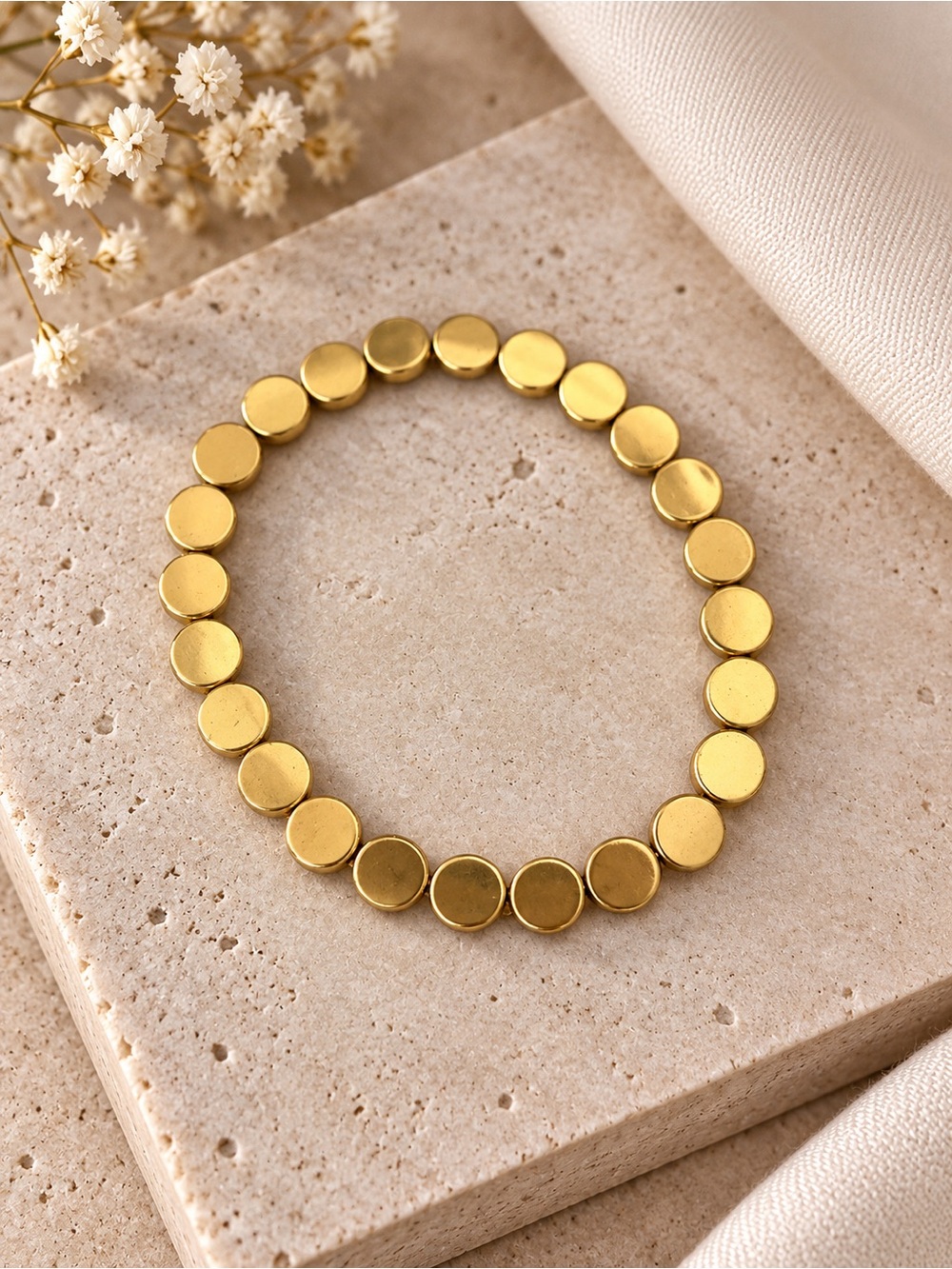 Gold Disc Stretch Bracelet - Women Jewelry